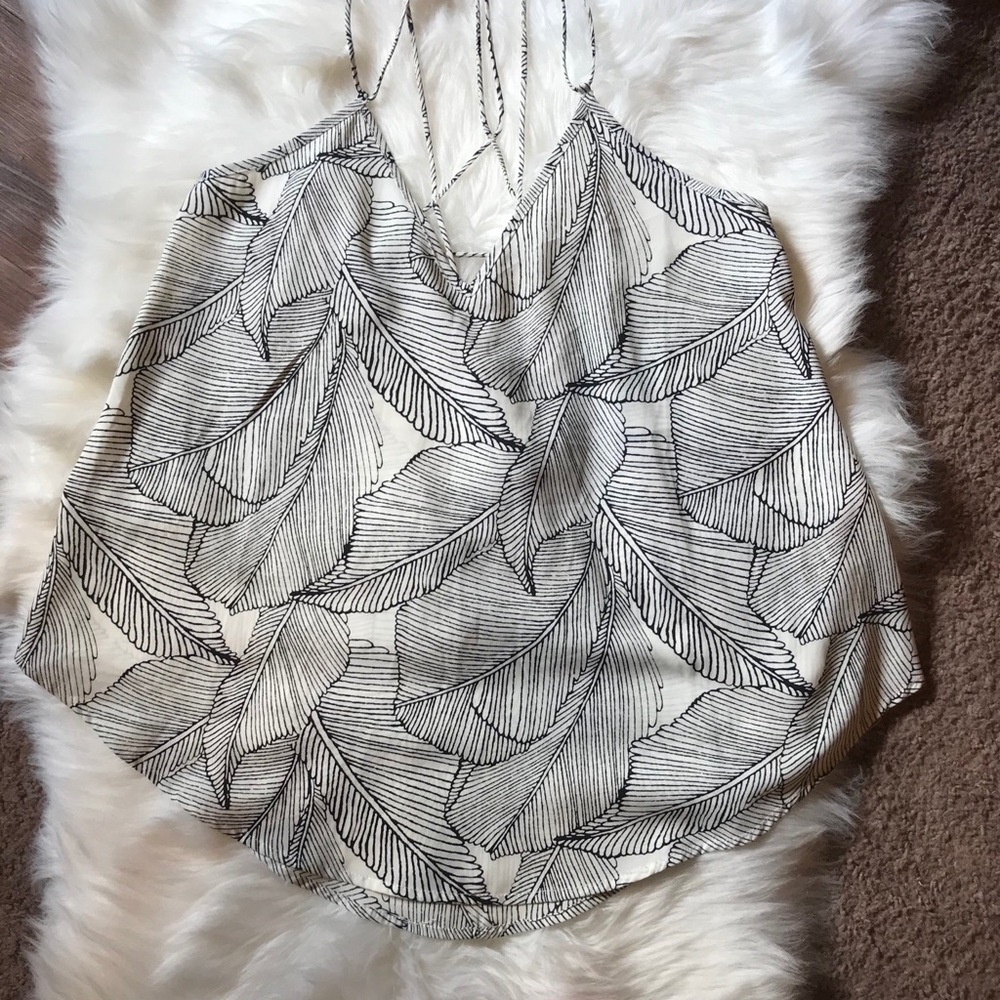 Strappy leaf print top
